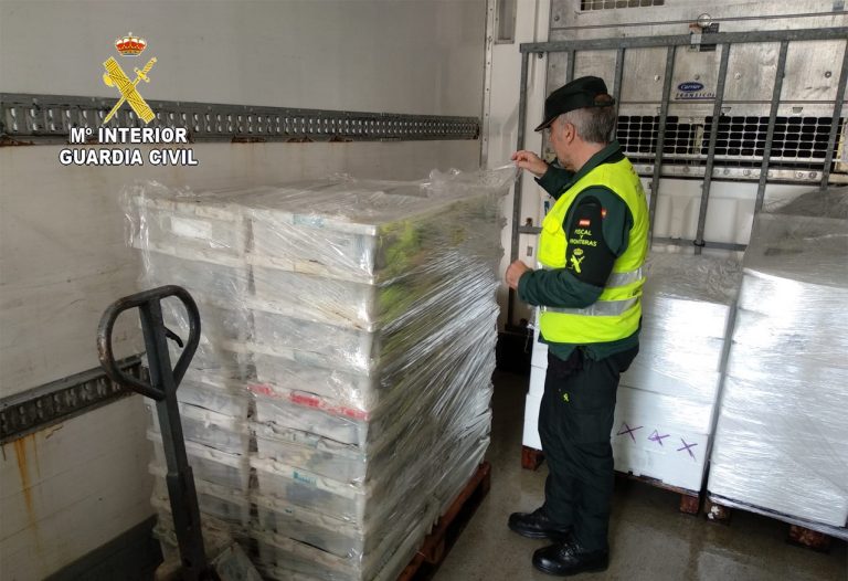 Interceptado un transporte ilegal de casi 400 kilos de merluza y un lote de puros de contrabando en la AP-9 en O Porriño