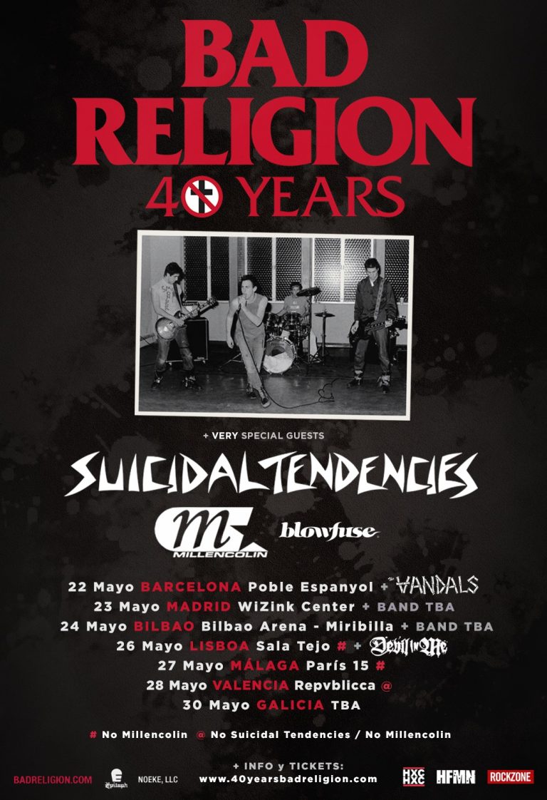 Bad Religion estará en Santiago el 30 de mayo en su gira 40 aniversario, acompañada de otros cinco artistas