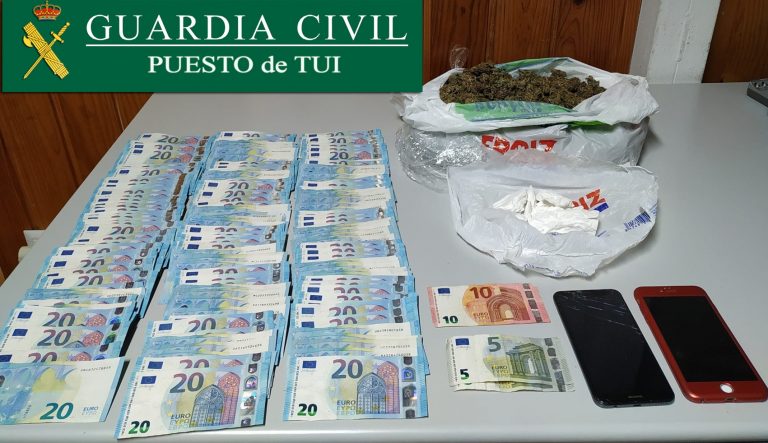 Investigado un joven de Tui (Pontevedra) tras ser interceptado con más de 500 gramos de hachís y 100 de cocaína