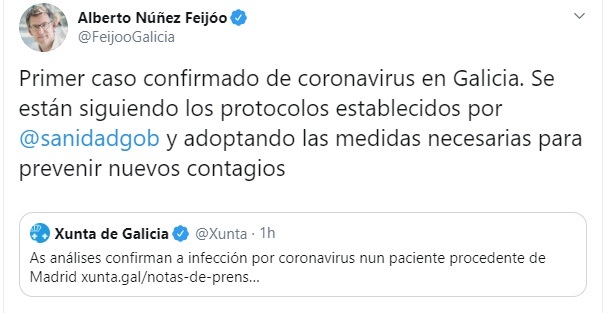 Feijóo asegura que «se están adoptando las medidas necesarias» para prevenir nuevos contagios de coronavirus en Galicia