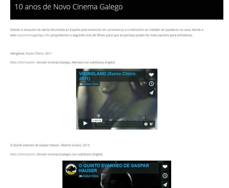 Coronavirus.- Directores del Novo Cinema Galego como Oliver Laxe ofrecen películas gratis online