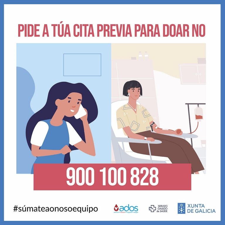 La Axencia de Doazón habilita el teléfono 900 100 828 para que los interesados en donar sangre soliciten cita previa