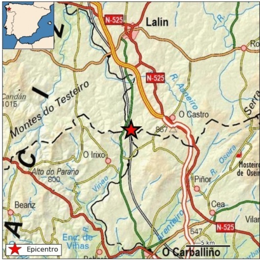 Registrado un temblor de tierra de magnitud 3,4 en la provincia de Ourense con epicentro en Laza