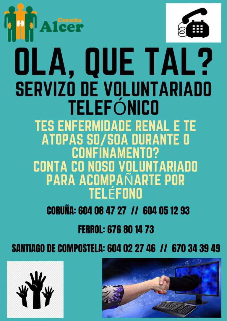 Coronavirus.- Alcer Coruña habilita un servicio de voluntariado telefónico