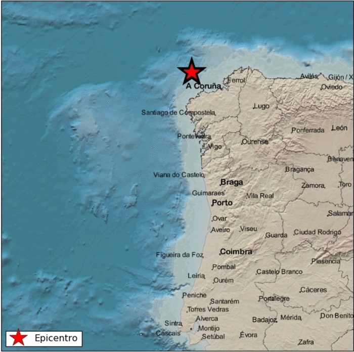 Un temblor de magnitud 3,3 sacude la costa del noroeste de Galicia