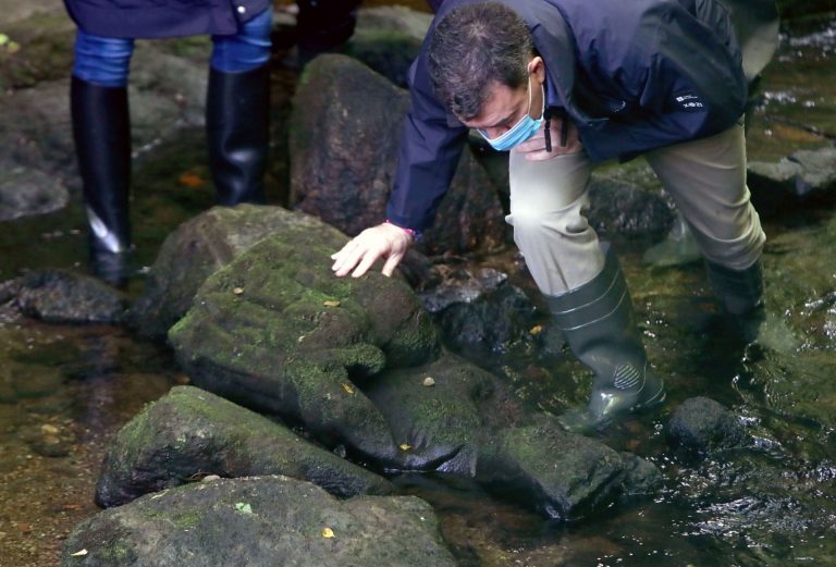 Un pescador encuentra una talla de piedra de una Virgen gótica en el río Sar a su paso por Santiago