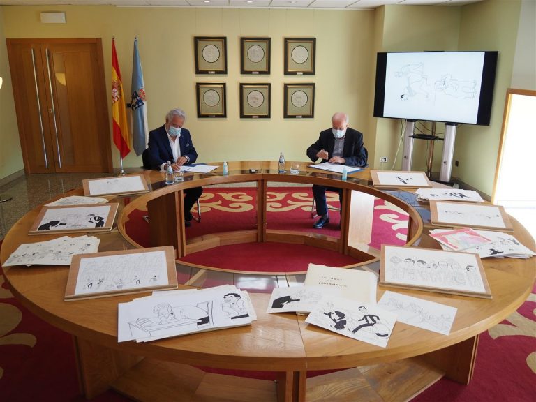 Siro López dona al Parlamento de Galicia su colección de caricatura política