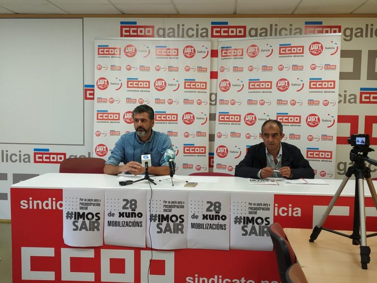 UGT y CC.OO. celebran concentraciones este fin de semana en Galicia para reclamar un pacto por la reconstrucción