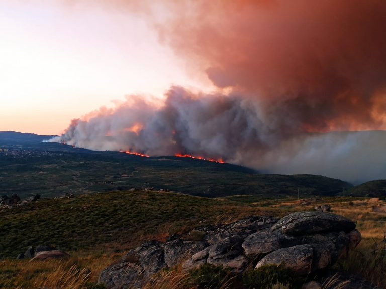 Aumenta a 100 hectáreas el incendio sin control que amenaza casas en Monterrei