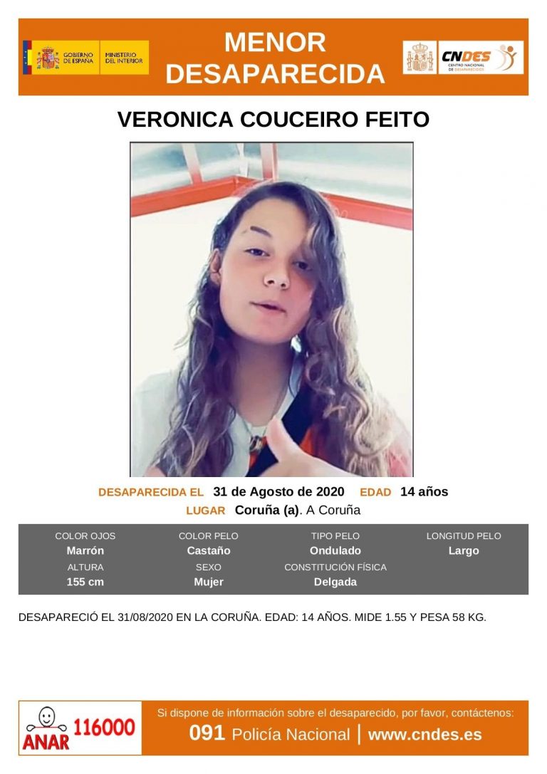Buscan a una menor de 14 años desaparecida en A Coruña