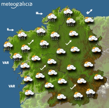Predicciones meteorológicas para este jueves en Galicia: Intervalos nubosos con chubascos ocasionales
