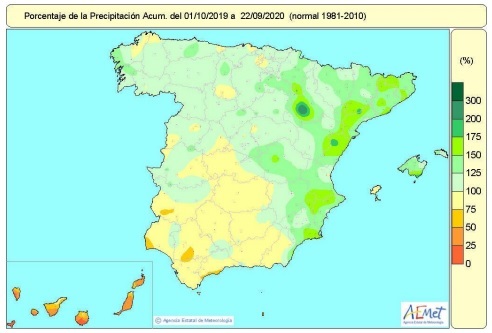 El año hidrológico encara la última semana con un 13% más de lluvias de lo normal en el conjunto de España