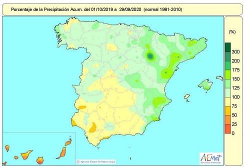El año hidrológico termina con más lluvias de lo normal en casi toda España menos en el suroeste y puntos del norte