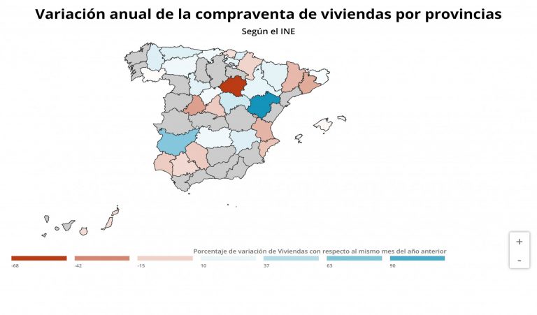 La compraventa de viviendas baja un 13,9% en agosto en Galicia, algo más que la media