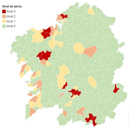 Galicia registra 12 municipios en alerta máxima por la pandemia tras activar el nivel rojo en A Laracha