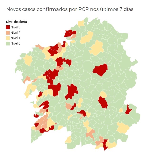 Los municipios gallegos en alerta roja suben a 25, tras entrar Ferrol y Lalín y salir O Porriño