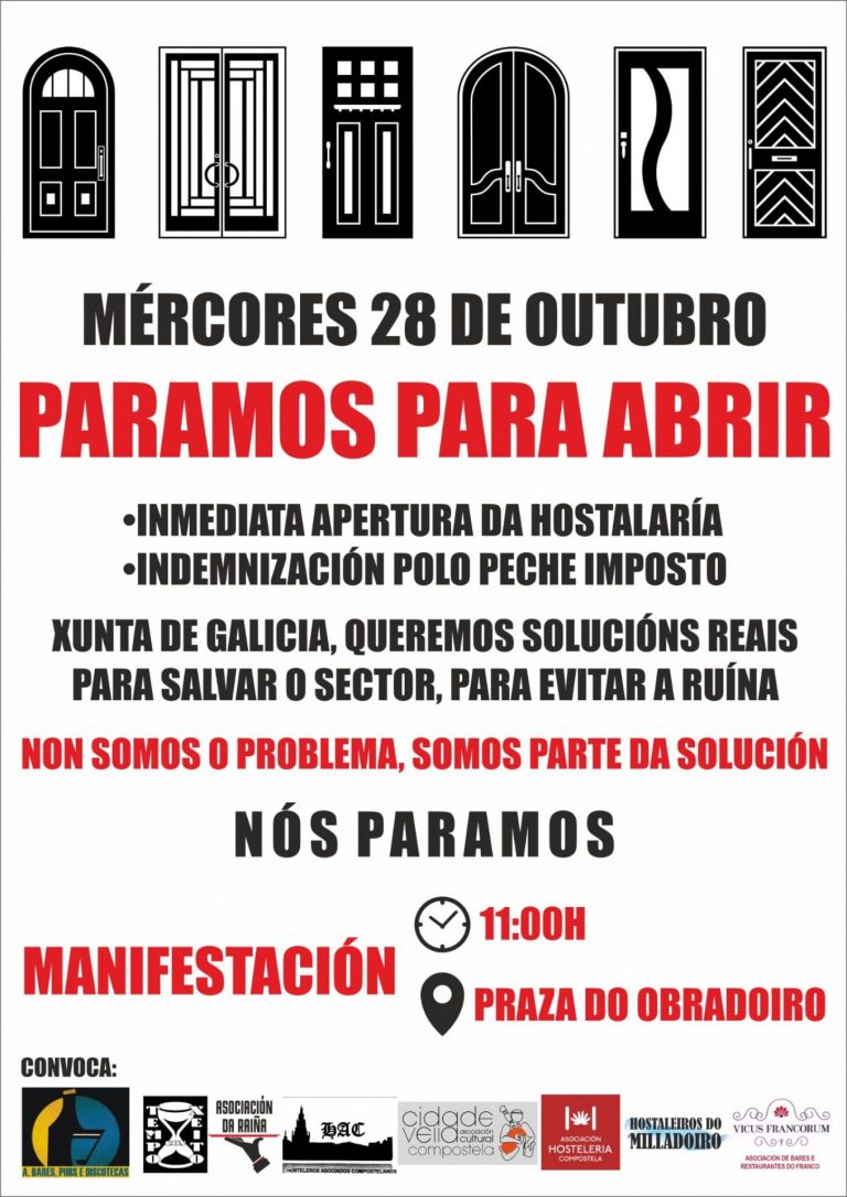 La hostelería de Santiago convoca un paro y una manifestación este miércoles para «salvar al sector de la ruina»