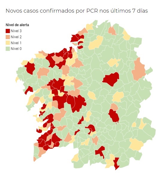 Coronavirus.- Los municipios gallegos en alerta roja por COVID-19 acienden a 44