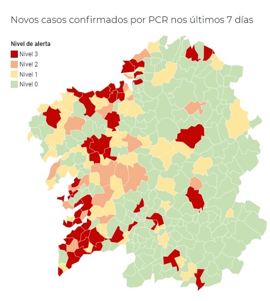 Los municipios en alerta roja por COVID bajan a 49, a pesar de activarse en Burela y Malpica