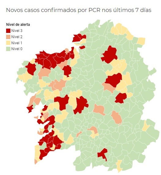 Cinco municipios más en alerta roja por Covid: Pontedeume, Ordes, Tui, Vilagarcía y Nigrán
