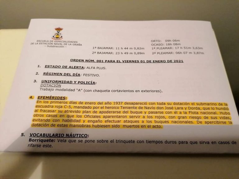 Cesado el jefe de Estudios de la Escuela Naval de la Armada en Ferrol por publicar «una efeméride no permitida»