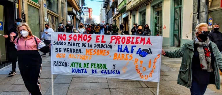 Hosteleros y autónomos vuelven a las calles de Ferrol para exigir soluciones a las administraciones
