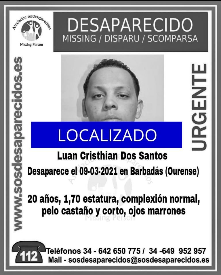 Localizado el joven de 20 años que llevaba más de un mes desaparecido en Barbadás (Ourense)