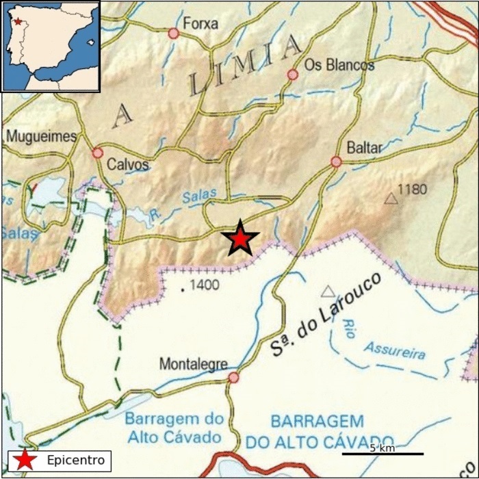 Baltar (Ourense) registra un terremoto de 3,2 de magnitud que se sintió a 25 kilómetros de distancia
