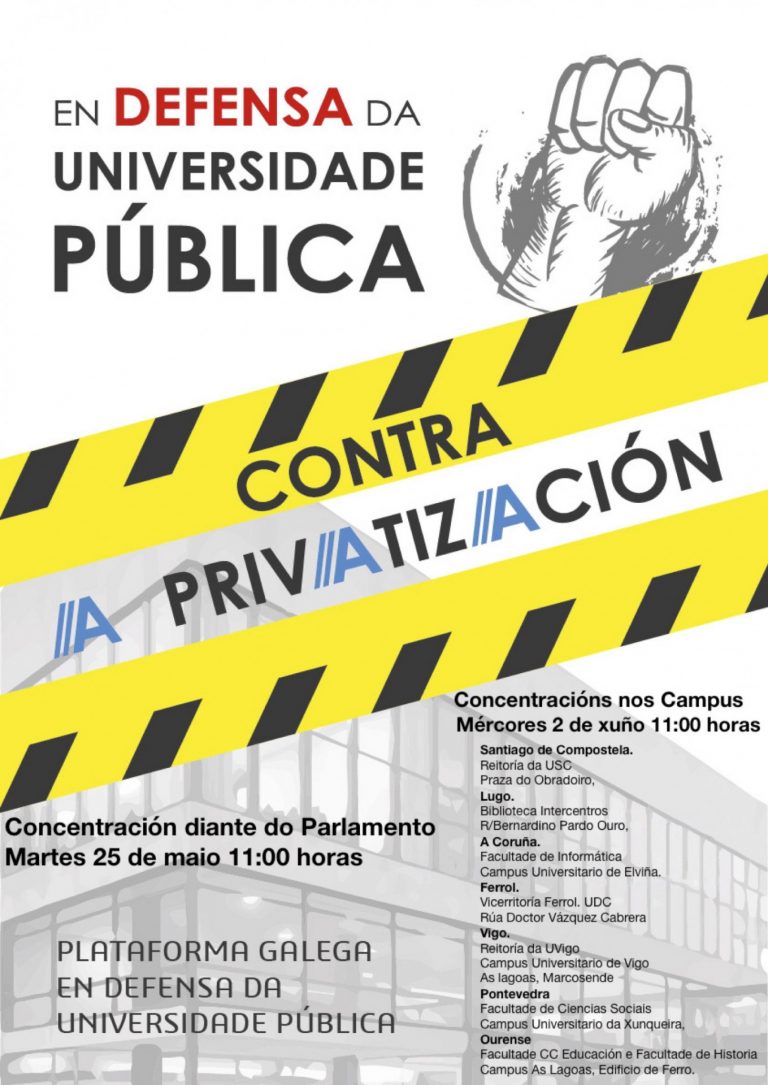 Convocan protestas ante la Cámara y en todos los campus en rechazo a la creación de la universidad privada en Galicia