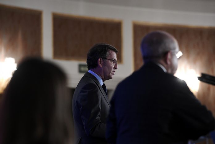 El presidente de la Xunta de Galicia, Alberto Núñez Feijoo, interviene en un desayuno informativo organizado por Nueva Economía Forum, a 8 de junio de 2021, en el Hotel Four Seasons, Madrid, (España).. Óscar Cañas - Europa Press