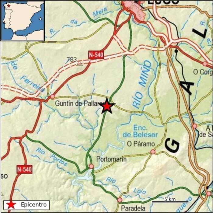 Guntín (Lugo) registra un terremoto de magnitud 1,5, el sexto detectado en la provincia desde este fin de semana