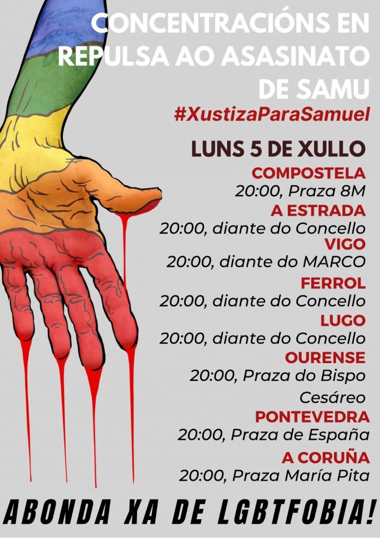 Convocan concentraciones para este lunes en toda Galicia para condenar la muerte de un joven de una paliza en A Coruña
