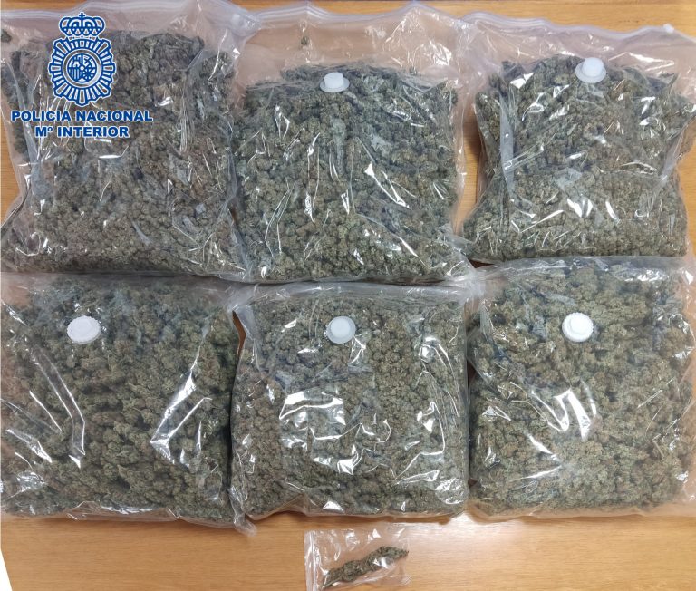 La Policía Nacional detiene a tres hombres e interviene más de 6 kilos de marihuana en un operativo en Santiago
