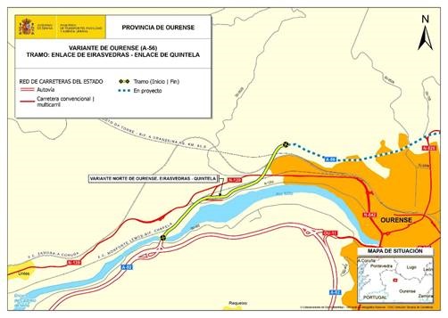 La licitación del primer tramo de la variante norte de Ourense asciende a más de 34 millones