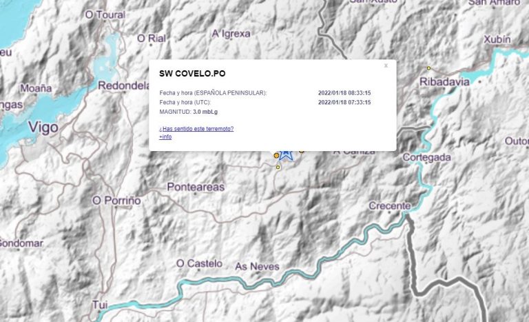 Covelo y A Cañiza registran sendos terremotos este sábado tras una semana de intensa actividad sísmica