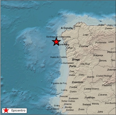 Registrado un terremoto de magnitud 4,7 en el Atlántico frente a las costas de Galicia, sentido en Santiago