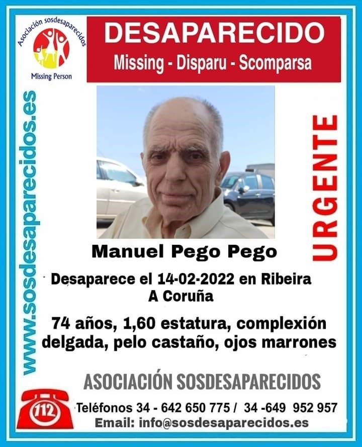 Buscan a un septuagenario desaparecido desde el lunes en Ribeira