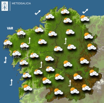 Predicciones meteorológicas para este domingo en Galicia: Cielos parcialmente cubiertos con lluvias ocasionales