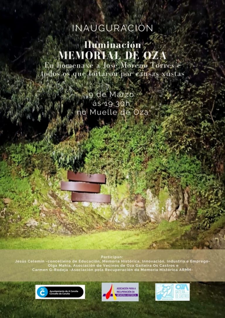 A Coruña inaugura la iluminación del Memorial de Oza, homenaje a los luchadores antifascistas de la Guerra Civil