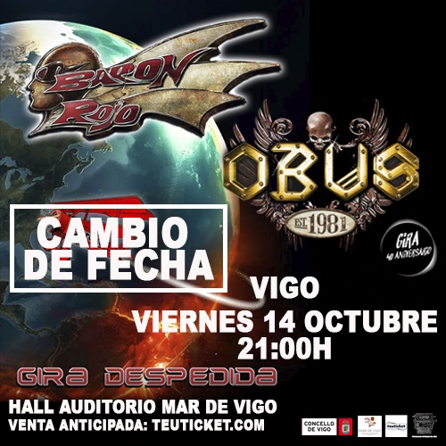 Barón Rojo y Obús aplazan su concierto en Vigo hasta el 14 de octubre por «temas logísticos»