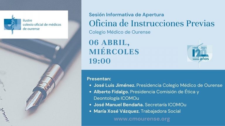 El Colegio de Médicos de Ourense abrirá este miércoles una oficina de apoyo para el registro de instrucciones previas