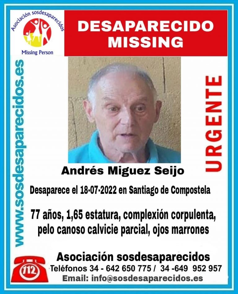 Buscan a un hombre de 77 años desaparecido en Santiago