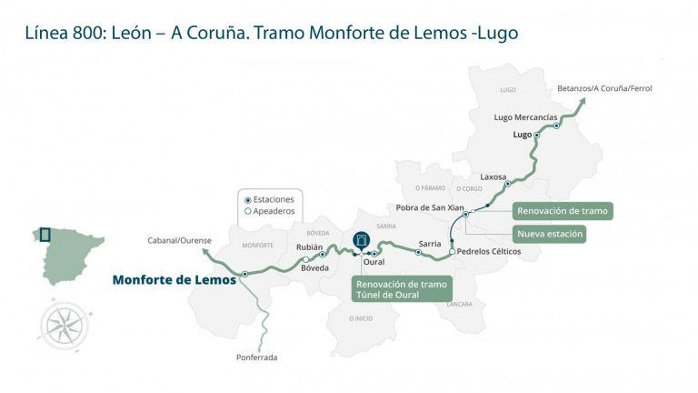 El tráfico ferroviario entre Monforte de Lemos y Lugo estará interrumpido entre los días 17 y 19 por obras