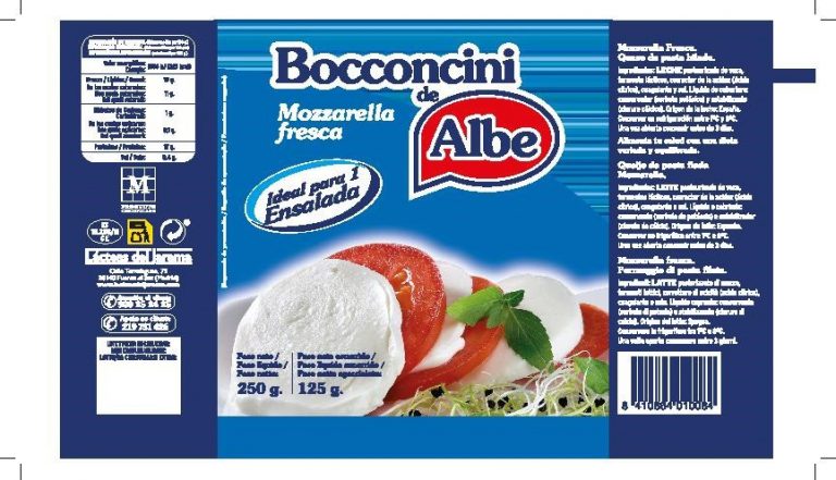 Sanidad alerta sobre la presencia de toxina estafilocócica en mozzarella fresca de la marca Bocconcini de Albe
