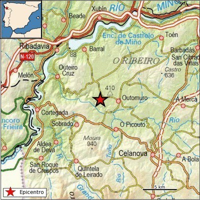 La provincia de Ourense registra dos pequeños temblores con epicentro en Cartelle y A Gudiña