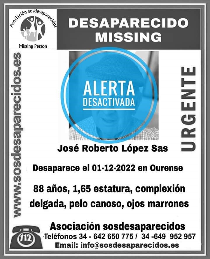 Localizan en buen estado al hombre de 88 años desaparecido en Ourense