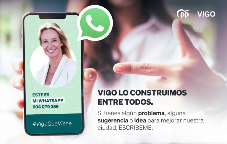 La candidata del PP a la Alcaldía activa una línea de WhatsApp para estar en «contacto directo» con los vigueses