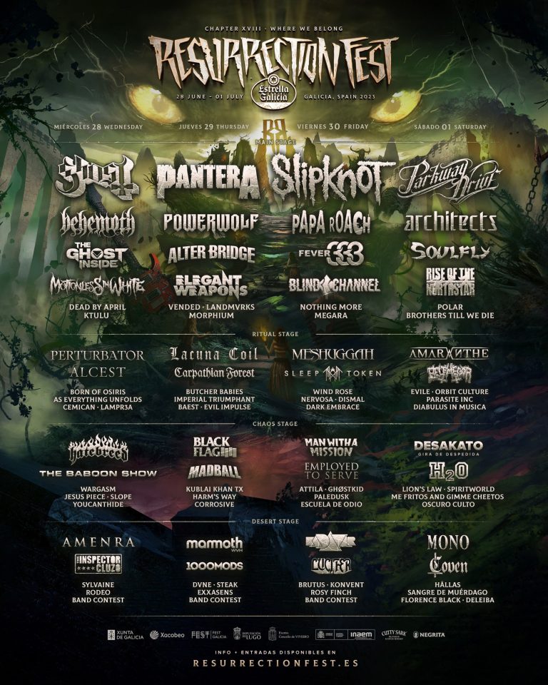 El Resurrection Fest Estrella Galicia anuncia su cartel por días encabezado por Ghost, Pantera, Slipknot y Parkway Drive