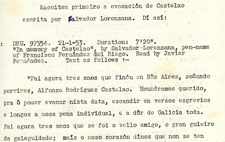 La RAG difunde en Internet los guiones con las colaboraciones de Fernández del Riego para un programa de la BBC