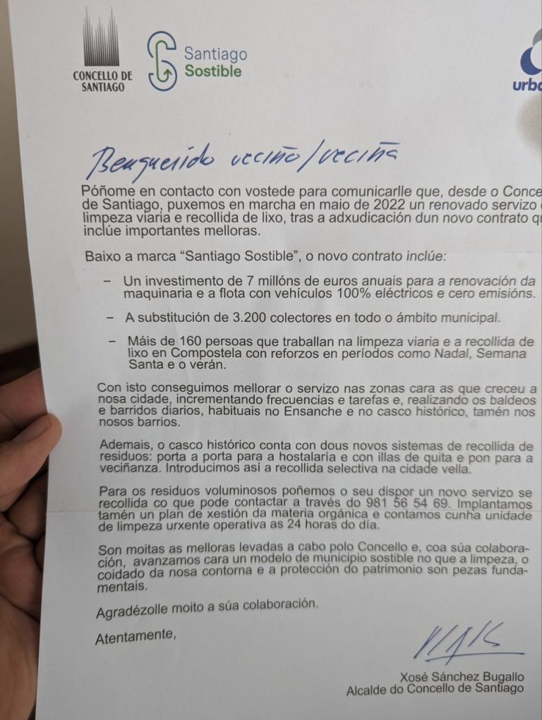 28M.- La Junta Electoral da la razón a CA y ordena al Ayuntamiento de Santiago parar el envío de unas cartas del alcalde